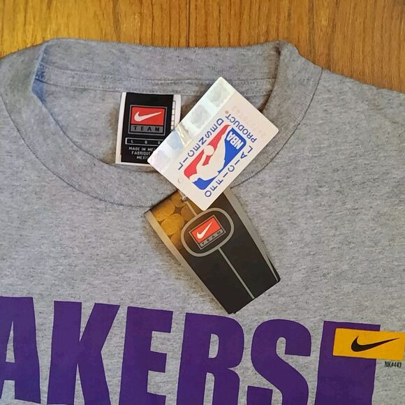 NEW w/TAGS Vintage NIKE NBA LOS ANGELES LAKERS Y2K 1990s Gray TEE T Shirt Size L - Picture 3 of 3